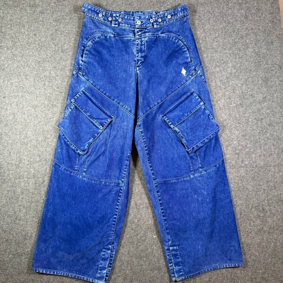 Marcelo Burlon Mens Logo-Embroidered Denim Soft Cargo Trousers Sz Small 32x29 - Picture 2 of 16
